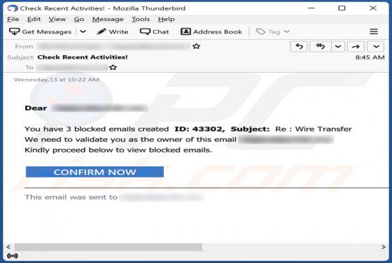 You Have Blocked Emails Created Scam