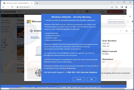 1978 Act Of Protection Of Children POP-UP Scam