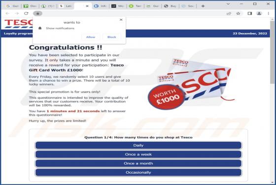 TESCO Loyalty Program POP-UP Scam