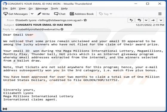 Mega Millions International Lottery Email Scam