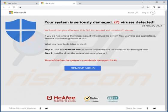 Your System Is Seriously Damaged POP-UP Scam