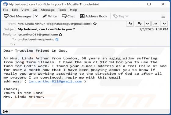 Fund For God's Work Email Scam