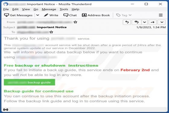Data Backup Email Scam