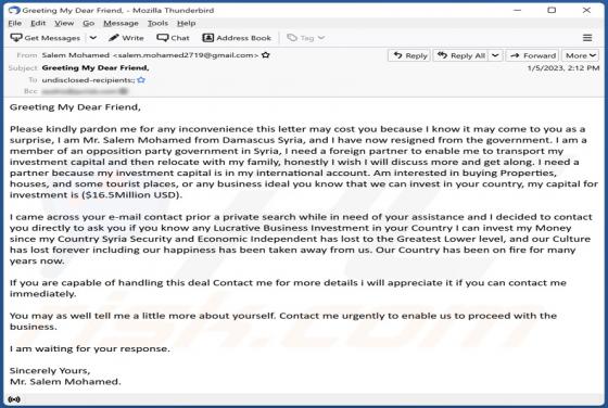 Real Estate Investment Email Scam