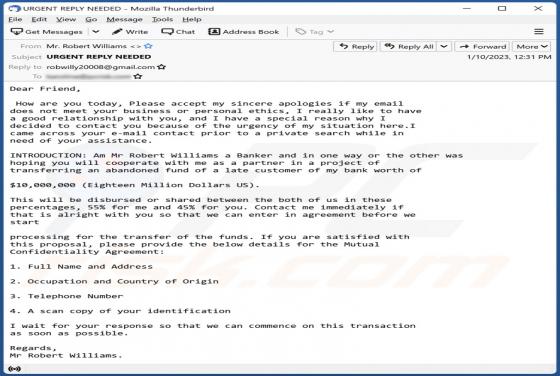 Abandoned Funds Email Scam