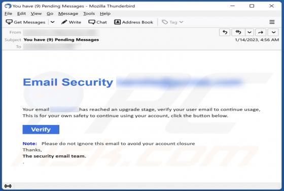 Your Email Has Reached An Upgrade Stage Scam