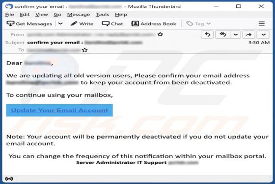 Update Your Email Account Scam