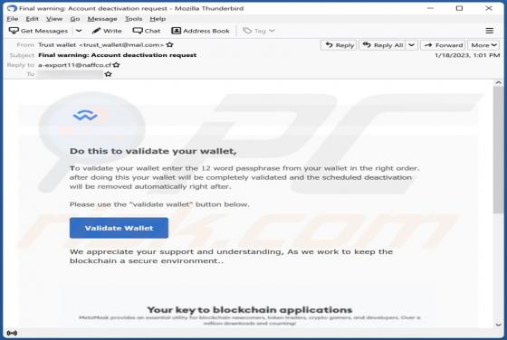 Validate Your Wallet Email Scam