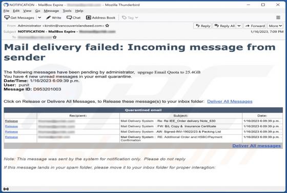 Mail Delivery Failed Email Scam