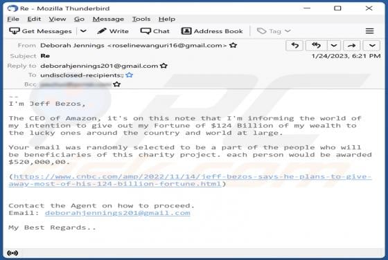 Jeff Bezos Charity Project Email Scam
