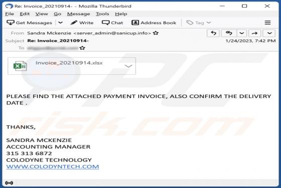 Attached Payment Invoice Email Scam