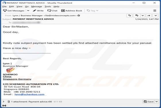 Payment Remittance Advice Email Virus