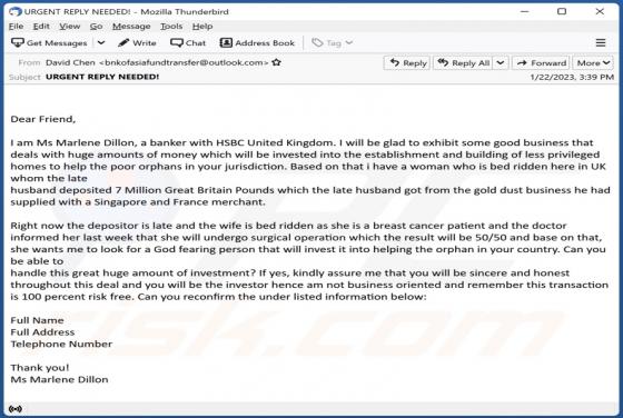 Investment Into Building Homes For Orphans Email Scam