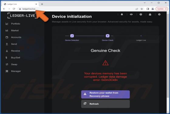 Ledger Data Damage Error: 0x0m3Ck8n POP-UP Scam