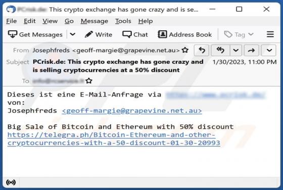 Big Sale Of Bitcoin And Ethereum Email Scam