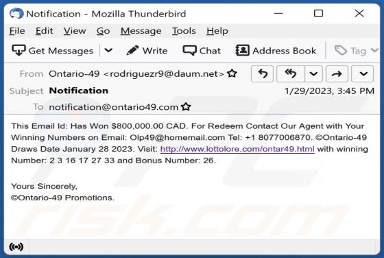 Lottolore Email Scam