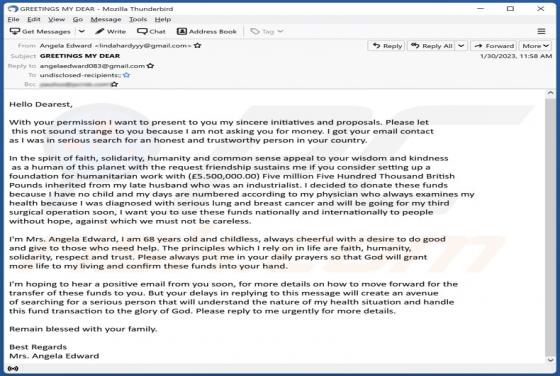 Foundation For Humanitarian Work Email Scam