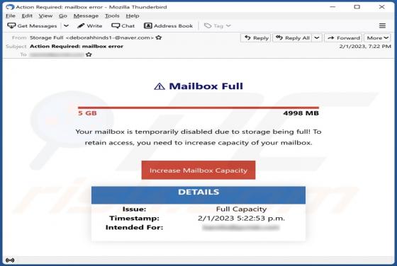 Mailbox Full Email Scam