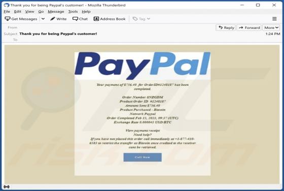 PayPal - Order Has Been Completed Email Scam