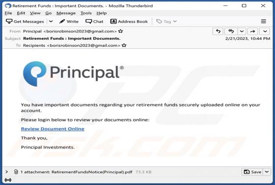 Retirement Funds Email Scam