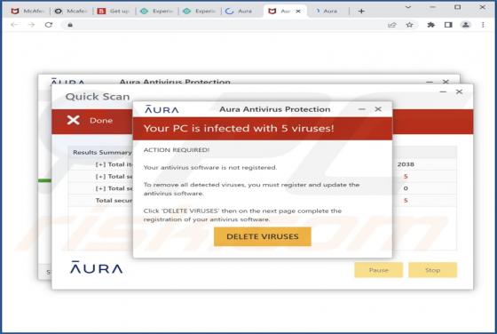 Aura Antivirus Protection POP-UP Scam