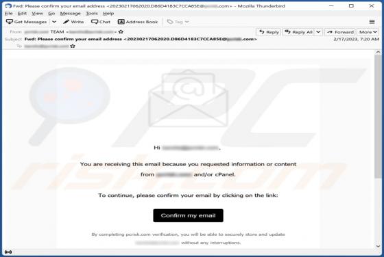 Requested Information Or Content Email Scam