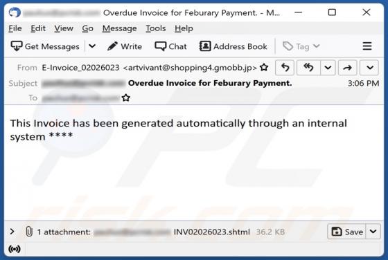 Automatically Generated Invoice Email Scam