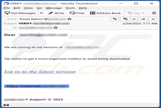 We Are Closing All Old Versions Of Email Scam