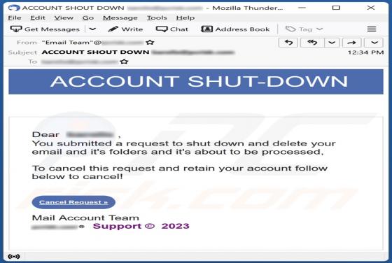 ACCOUNT SHUT-DOWN Email Scam