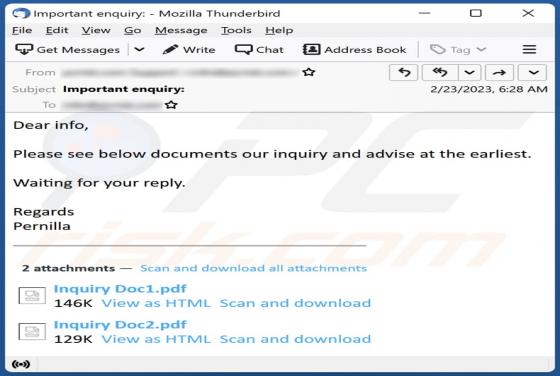 Documents Inquiry Email Scam