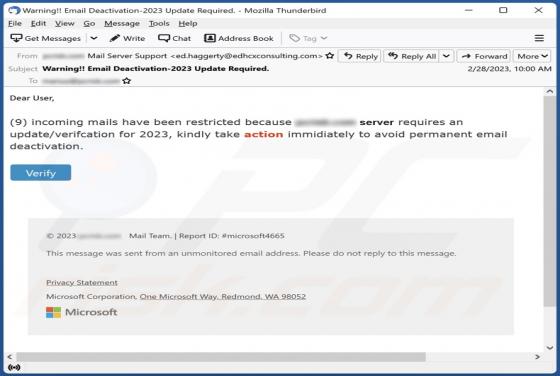 Incoming Mails Have Been Restricted Email Scam