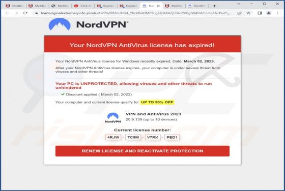 Your NordVPN AntiVirus License Has Expired! POP-UP Scam