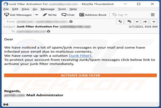 Junk Filter Email Scam