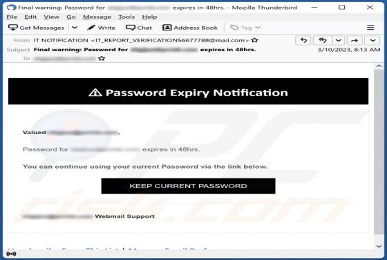 Password Expiry Notification Email Scam
