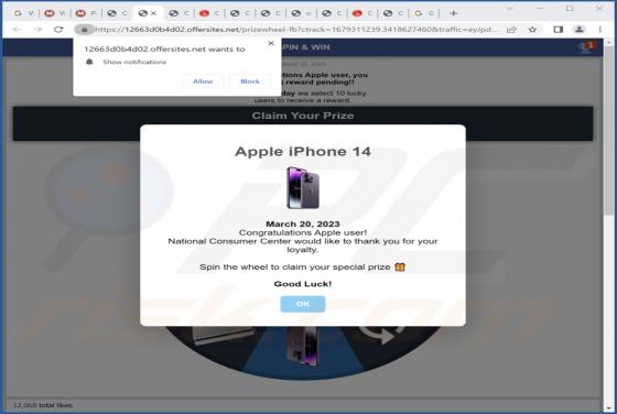 Apple iPhone 14 Winner POP-UP Scam
