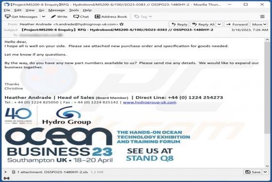 Hydro Group Purchase Order Email Virus
