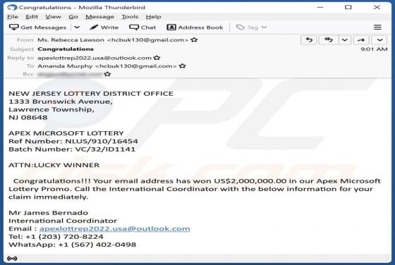 Microsoft Lottery Email Scam