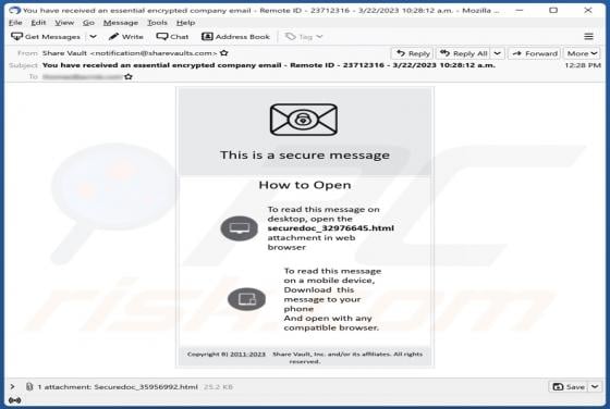 This Is A Secure Message Email Scam