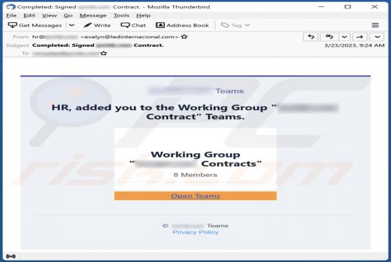 HR Added You To The Working Group Email Scam