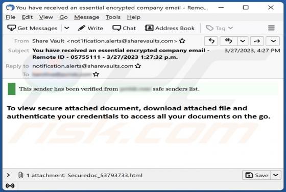 Authenticate Your Credentials To Access All Your Documents Email Scam