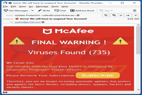 McAfee FINAL WARNING Email Scam