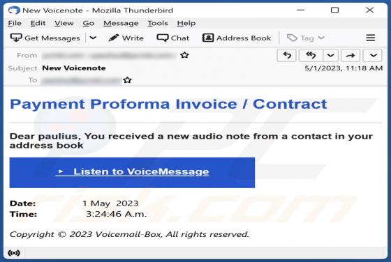 Payment Proforma Invoice / Contract Email Scam