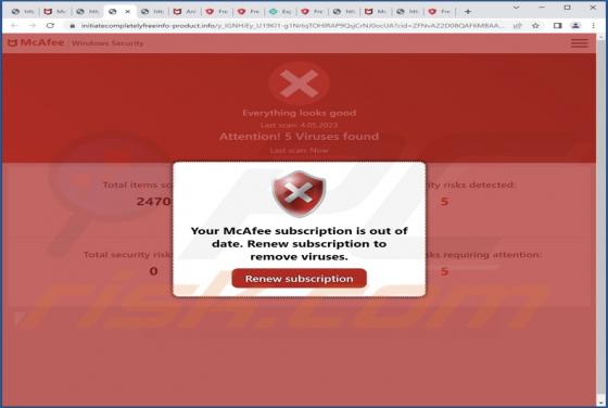 Your McAfee Subscription Is Out Of Date POP-UP Scam