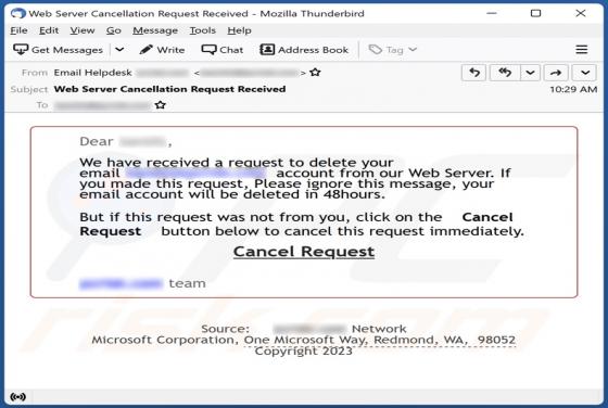 Request To Delete Your Email Scam
