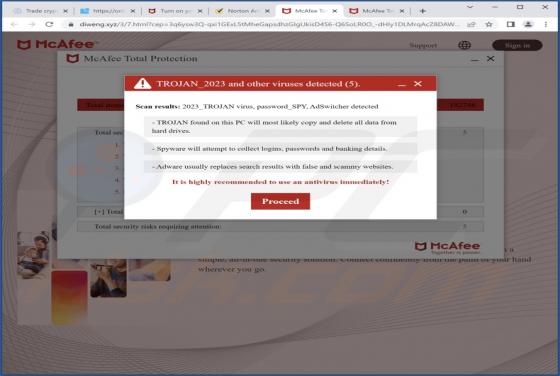 TROJAN_2023 And Other Viruses Detected (5) POP-UP Scam