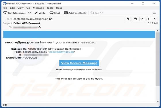 MyGov Secure Message Email Scam