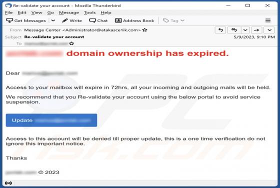 Domain Ownership Has Expired Email Scam