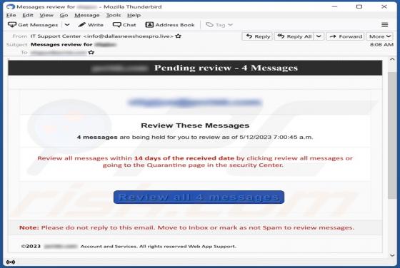 Review Pending Messages Email Scam