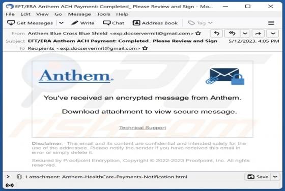 Anthem Encrypted Message Email Scam