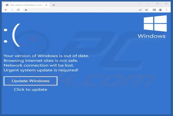 Your Version Of Windows Is Out Of Date POP-UP Scam